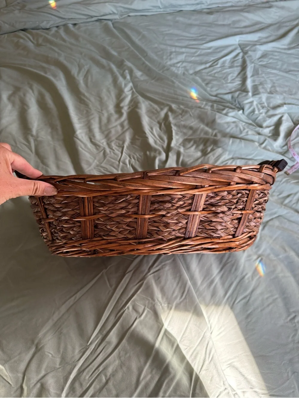 Woven Brown Decorative Storage Basket with Handles